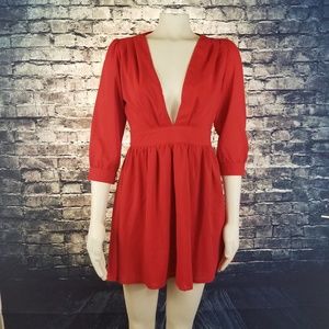 Tobi Mini Halter Deep V Open Back Dress